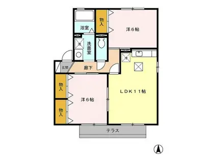 セジュール モア A(2LDK/1階)の間取り写真