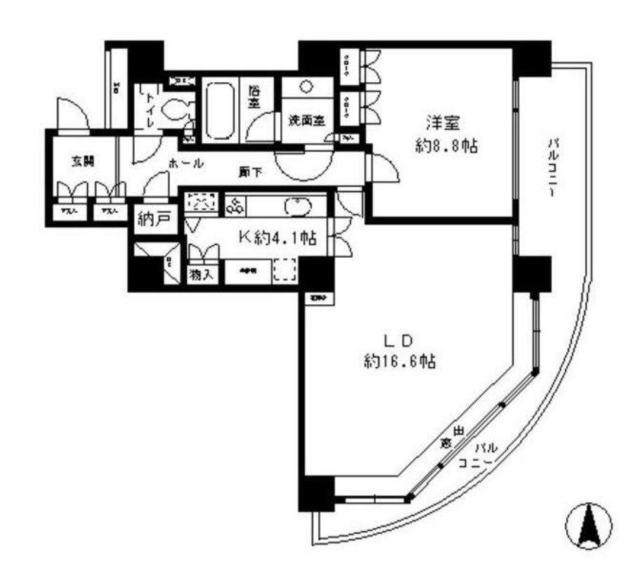リバーポイントタワー(1LDK/13階)の間取り写真