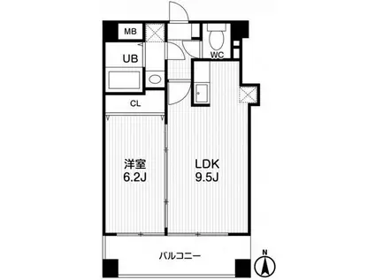 アーデンタワー立売堀(1LDK/6階)の間取り写真