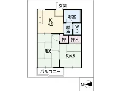 フォーブル万葉(2K/2階)の間取り写真