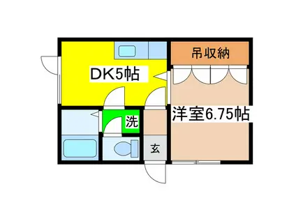 ハートカクテル(1DK/2階)の間取り写真
