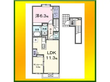 アルカンシエル ひばりが丘(1LDK/2階)の間取り写真