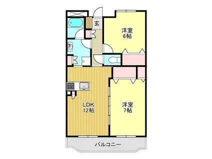 ヴィブレキュートモア(2LDK/1階)の間取り写真