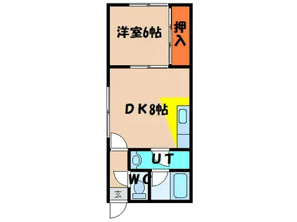 ネオス川原II(1DK/1階)の間取り写真