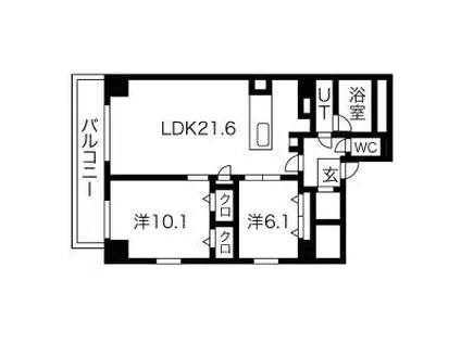JMFレジデンス名駅南2月申込203FR1ヶ(2LDK/2階)の間取り写真