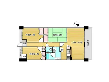 本山アーバンライフ(3LDK/5階)の間取り写真