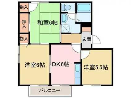 ヴィラ新須賀(3DK/2階)の間取り写真