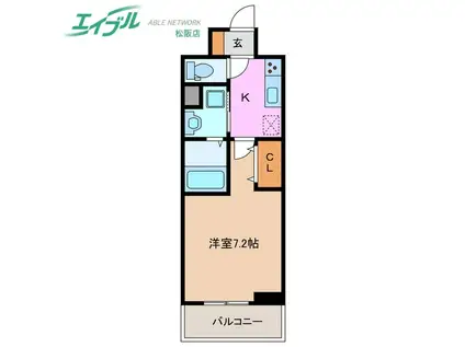 ラフィーネ(1K/3階)の間取り写真