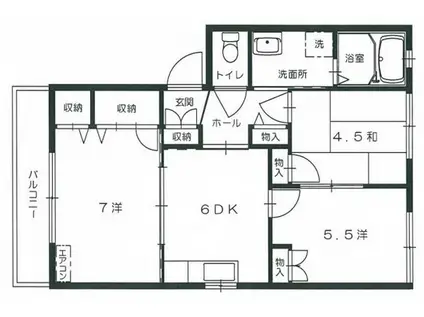 フィールドエッヂC棟(3DK/2階)の間取り写真