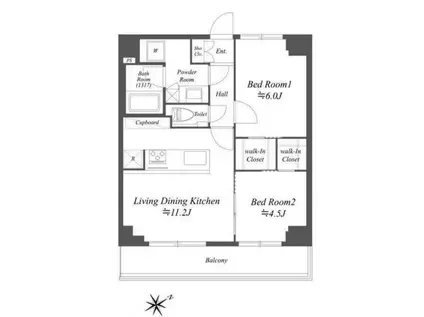 ブライズ白金台(2LDK/7階)の間取り写真