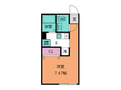 ZESTY神楽坂I(ワンルーム/4階)の間取り写真