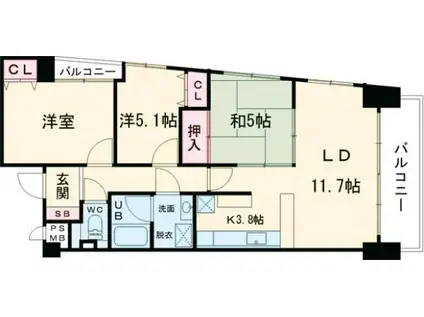 サンコート南草津II番館(3LDK/10階)の間取り写真
