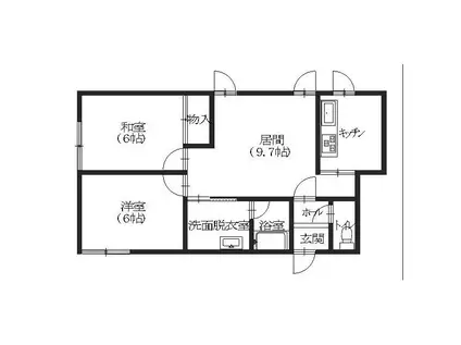 エクセレント美原(2LDK/1階)の間取り写真