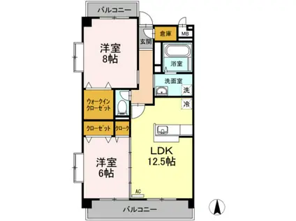 VILLA BRICKヴィラブリック(2LDK/3階)の間取り写真