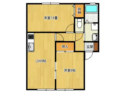 パナハイツ藪塚A(2LDK/1階)の間取り写真