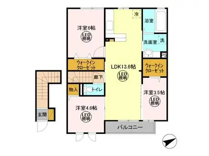 パークドオートムE棟(3LDK/2階)の間取り写真