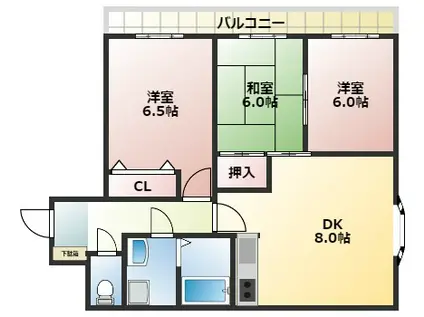 メゾンラポール丸美(3DK/4階)の間取り写真