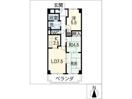 ヒルトップ藤ヶ丘(3LDK/6階)の間取り写真
