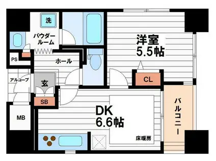 ルアンジュ本町(1DK/9階)の間取り写真