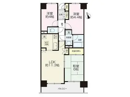 北久里浜パーク・ホームズ(3LDK/2階)の間取り写真