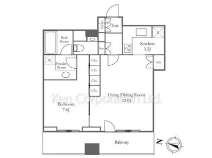 シティタワー高輪(1LDK/14階)の間取り写真