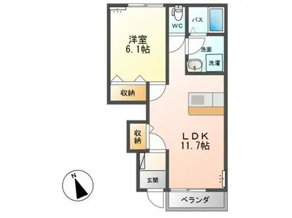 ピュアステージ(1LDK/1階)の間取り写真