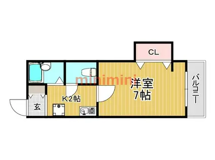 スカイメゾン総持寺(1K/2階)の間取り写真