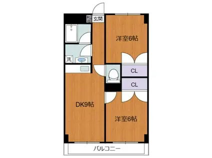 フレアつつじケ丘(2DK/3階)の間取り写真