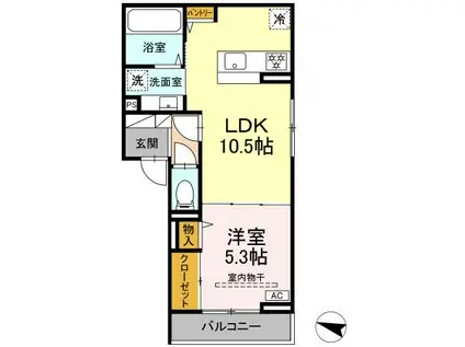 D-ROOM竜王新町(1LDK/2階)の間取り写真
