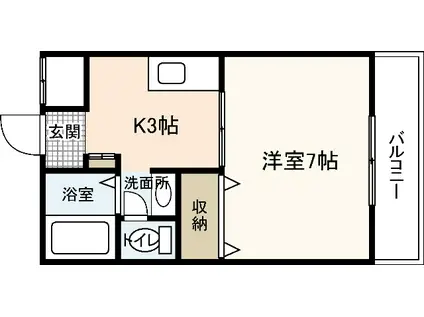 プリムベール(1K/1階)の間取り写真