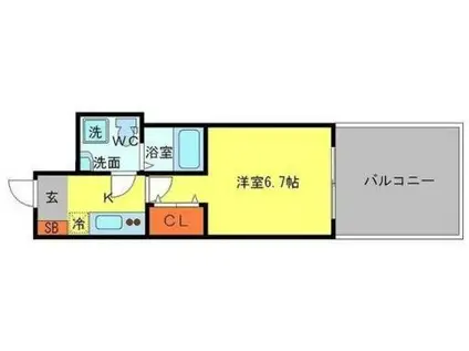 セレニテ本町エコート(1K/12階)の間取り写真