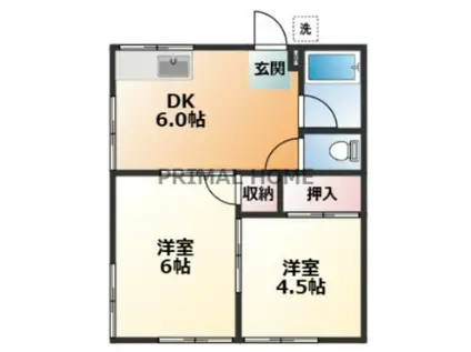 サンハイツ(2DK/2階)の間取り写真