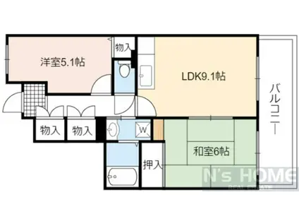 サンハイム今福(2LDK/4階)の間取り写真