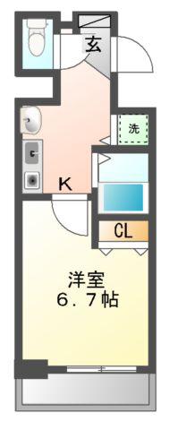 ライジングコート名古屋駅南(1K/4階)の間取り写真