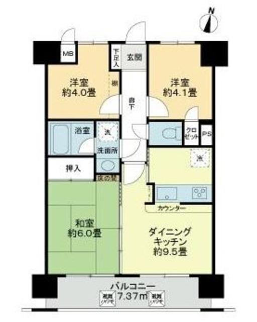 ライオンズプラザ大宮第2(3DK/7階)の間取り写真