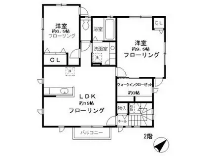 東急世田谷線 西太子堂駅 徒歩6分 2階建 築17年(2LDK/2階)の間取り写真