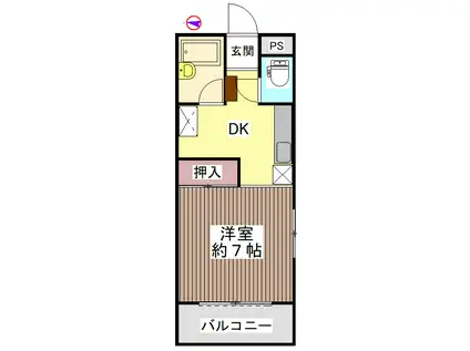 コスモリード船橋ウエスト(1DK/3階)の間取り写真