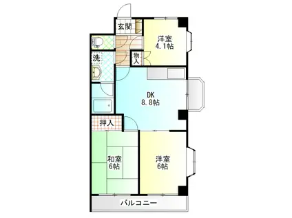 アークヒルズ佐須(3DK/3階)の間取り写真