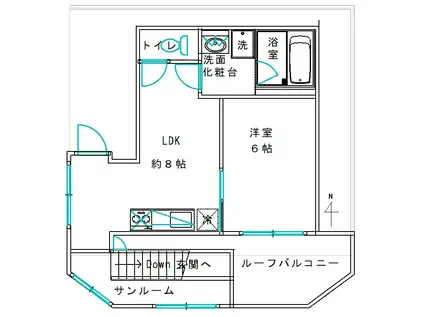 小豆沢ビル(1LDK/3階)の間取り写真