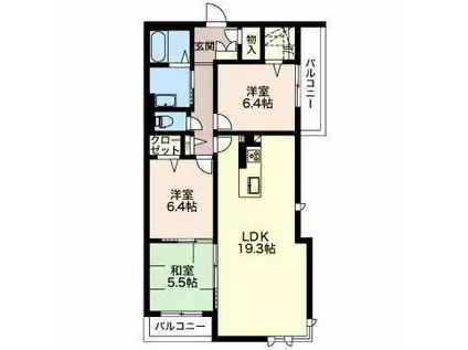 MAST TOWN LUCIA A棟(3LDK/3階)の間取り写真