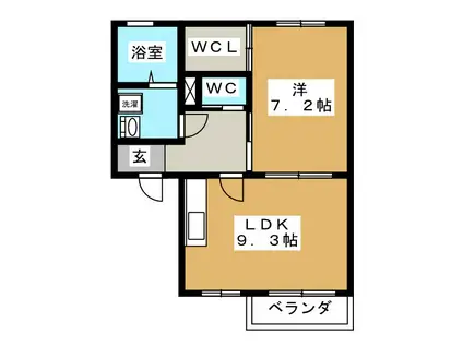 HOMELIKE あんず(1LDK/2階)の間取り写真