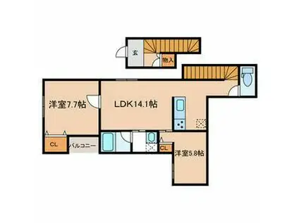 東京メトロ丸ノ内線 南阿佐ケ谷駅 徒歩8分 2階建 築1年(2LDK/2階)の間取り写真