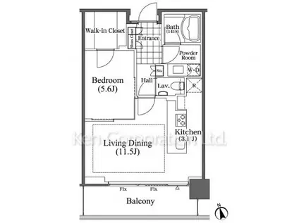 芝浦アイランド ブルームタワー(1LDK/28階)の間取り写真