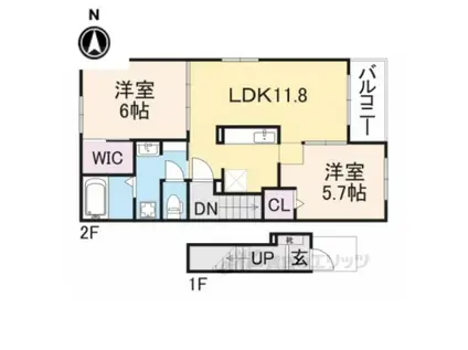 メゾン フローラル(2LDK/2階)の間取り写真