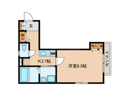 サザンテラス(1K/2階)の間取り写真