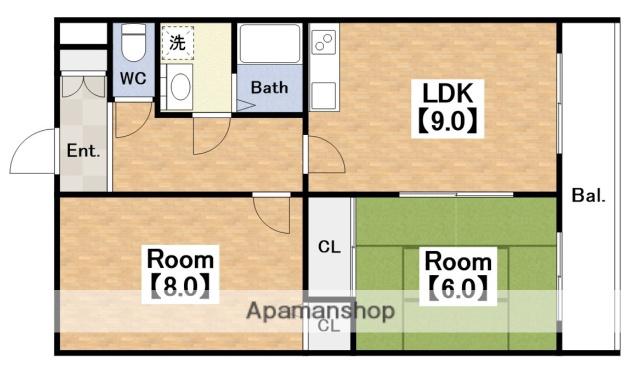 サンライフ上住吉(2LDK/3階)の間取り写真