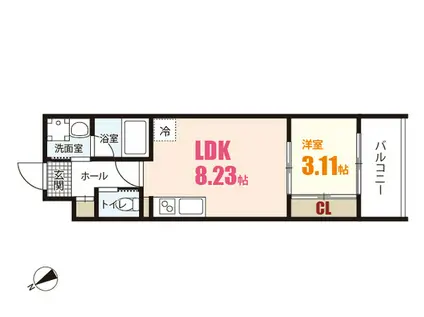 YELLSTAGE長束ウエスト(1LDK/2階)の間取り写真