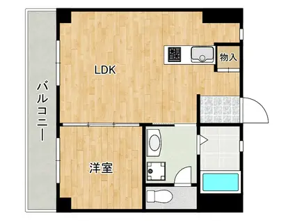 エルモス西新(1LDK/3階)の間取り写真