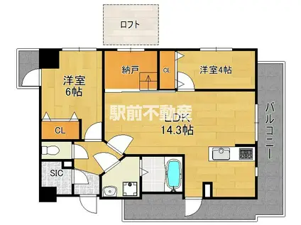 MODERN ASPIRATION平尾駅(2LDK/4階)の間取り写真