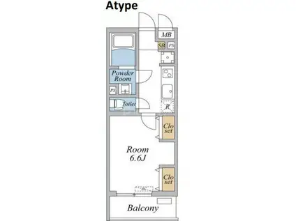リブリ・足立区西竹の塚(1K/2階)の間取り写真